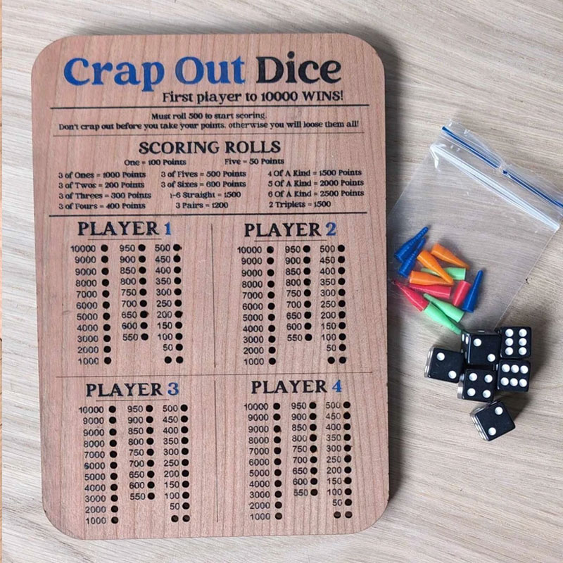Crap Out Dice Score Board