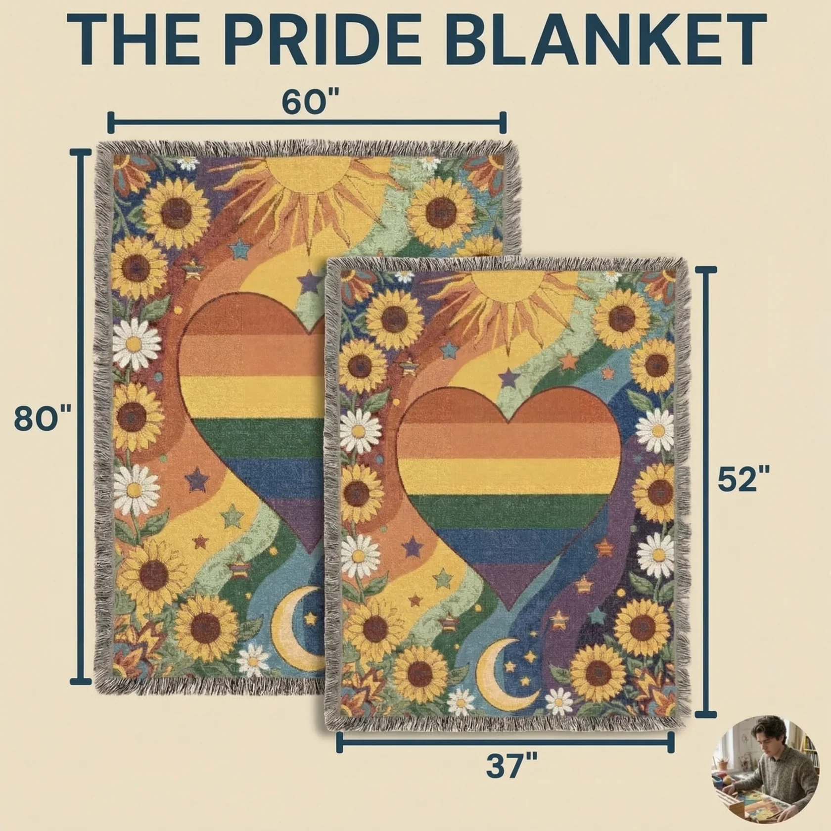 🏳️‍🌈Handmade Woven Pride Blanket | For Belonging, Visibility & Unapologetic Self-Expression - 37'' x 52''