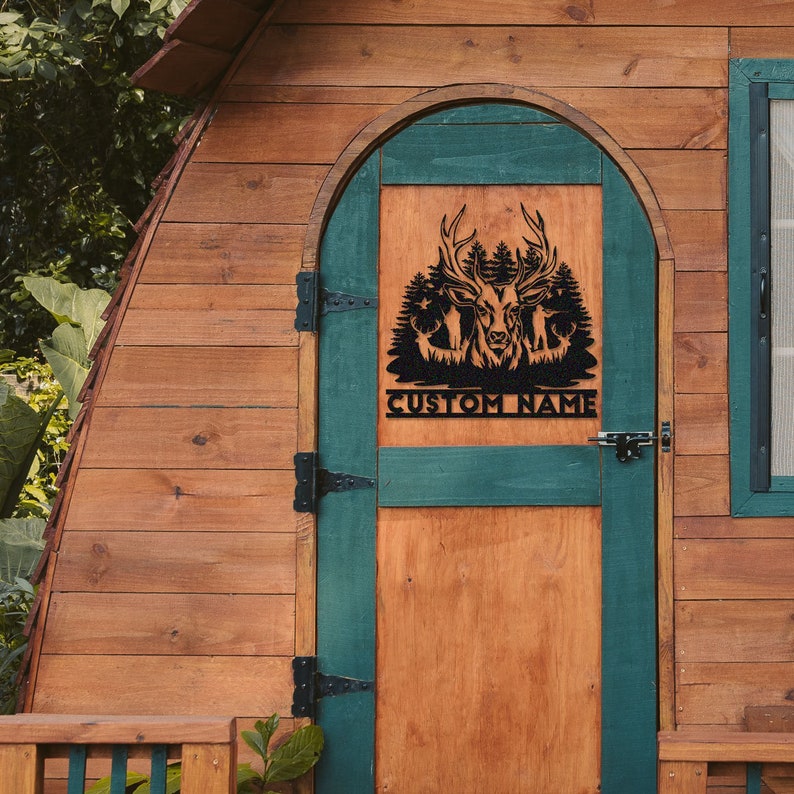 Personalized Deer Antler Metal Wall Sign