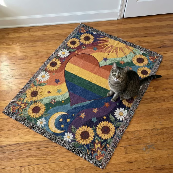 🏳️‍🌈Handmade Woven Pride Blanket | For Belonging, Visibility & Unapologetic Self-Expression - 37'' x 52''