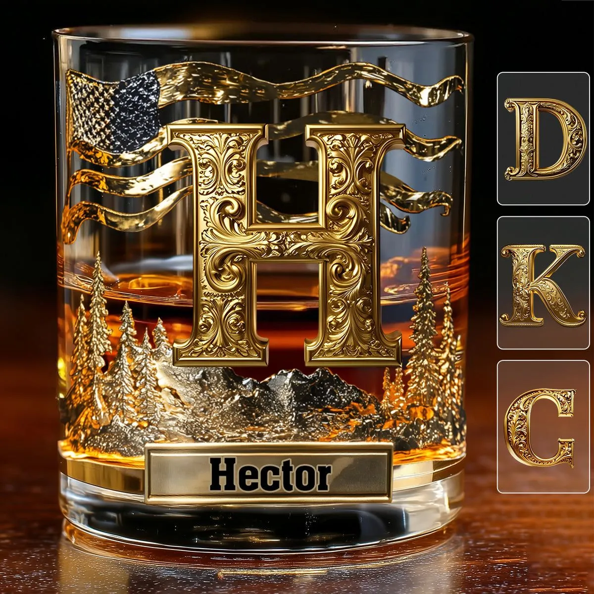 Personalized whisky glasses with lettering