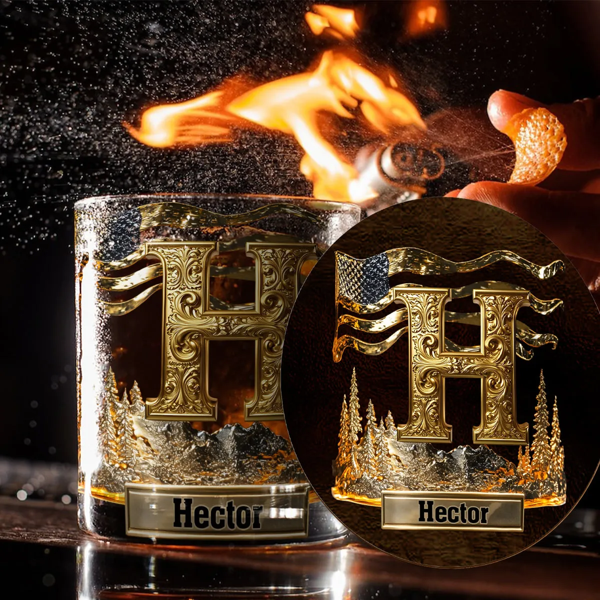 Personalized whisky glasses with lettering
