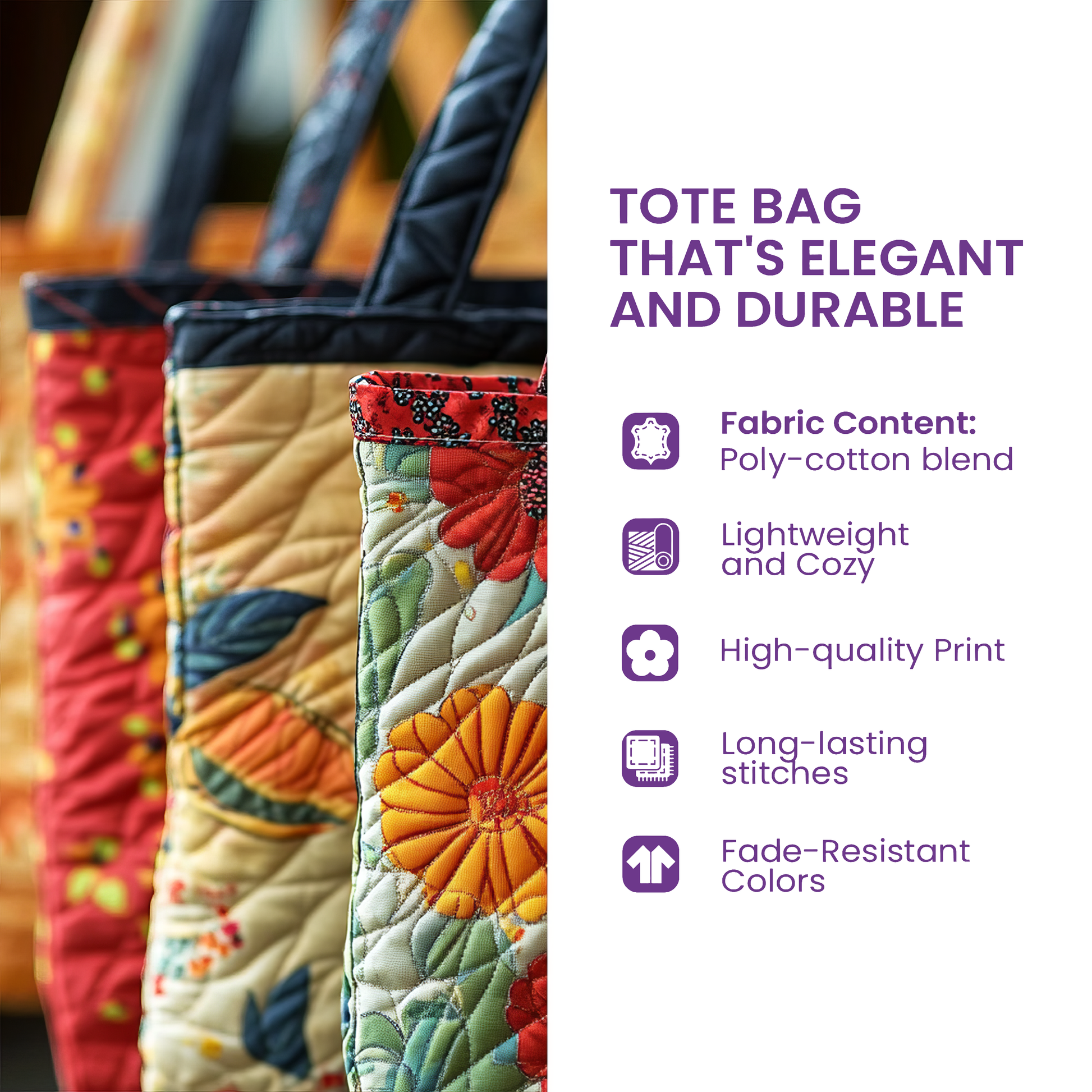 Funky Chicken Quilted Tote Bag 