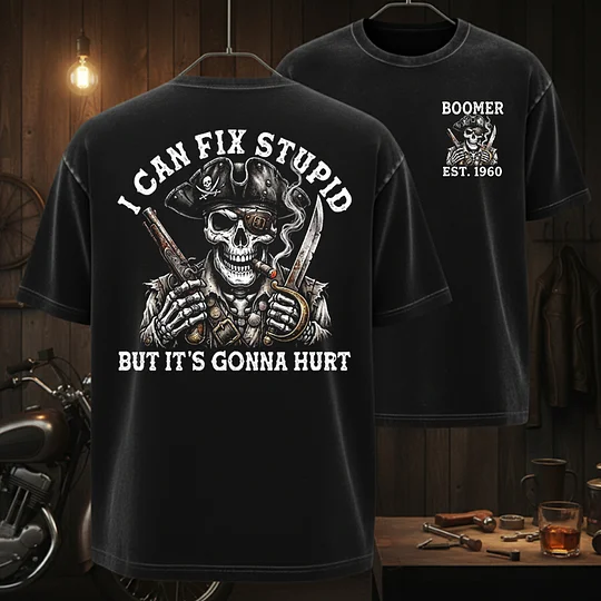 "Fixed Stupid, Endured Classics" - Pirate Skull Vintage Custom Series T-shirt / Hoodie / Tank Top