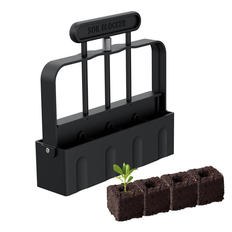 Soil Blocker with Comfortable Handle 2 Inch 4 Cell Soil Blocking Tool