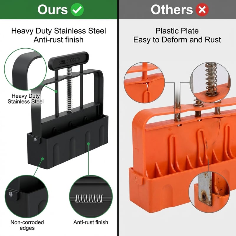 Soil Blocker with Comfortable Handle 2 Inch 4 Cell Soil Blocking Tool