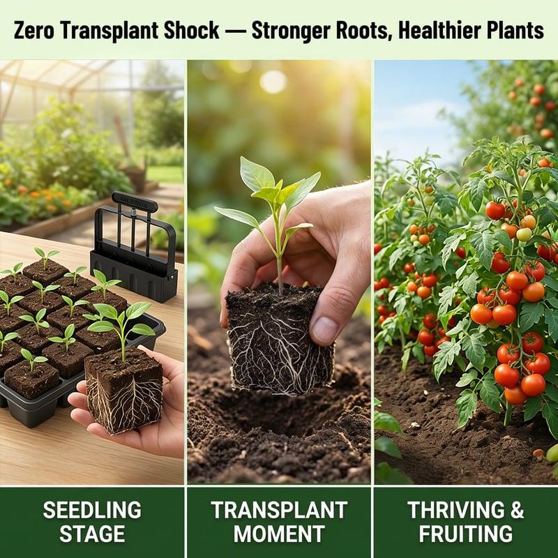 Soil Blocker with Comfortable Handle 2 Inch 4 Cell Soil Blocking Tool