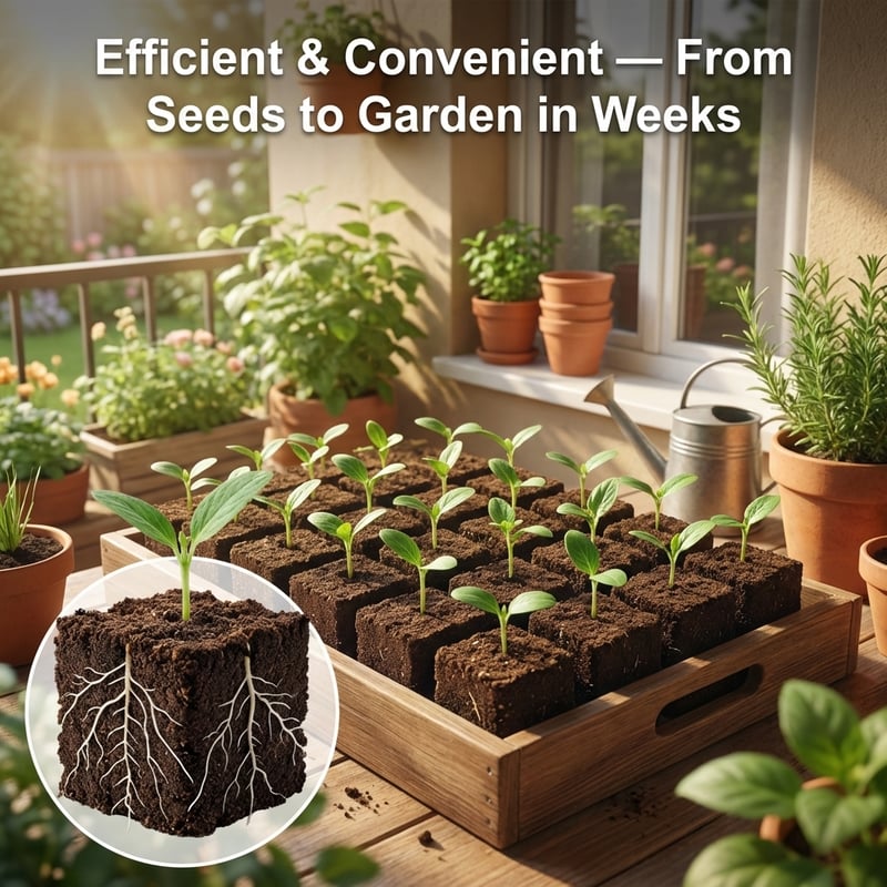 Soil Blocker with Comfortable Handle 2 Inch 4 Cell Soil Blocking Tool