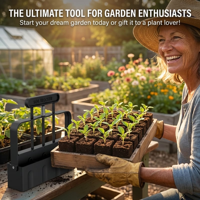 Soil Blocker with Comfortable Handle 2 Inch 4 Cell Soil Blocking Tool