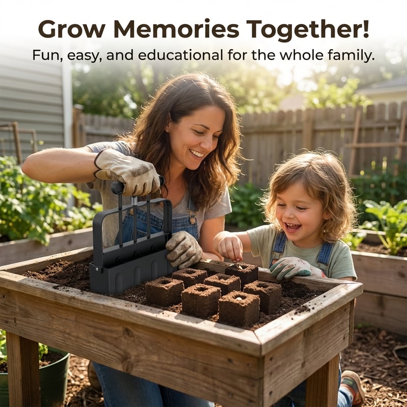 Soil Blocker with Comfortable Handle 2 Inch 4 Cell Soil Blocking Tool