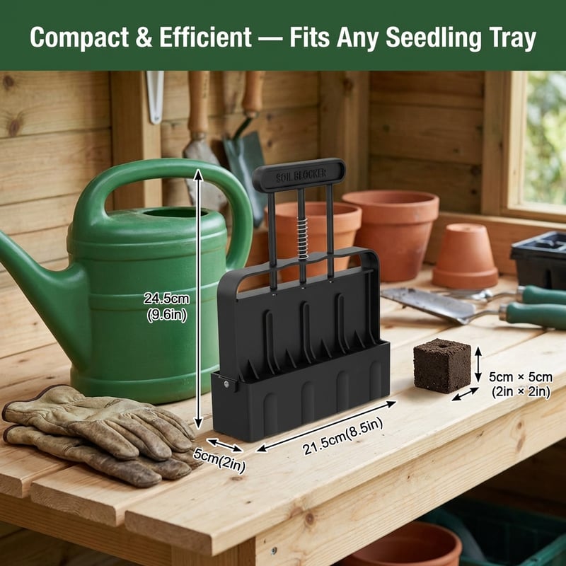 Soil Blocker with Comfortable Handle 2 Inch 4 Cell Soil Blocking Tool