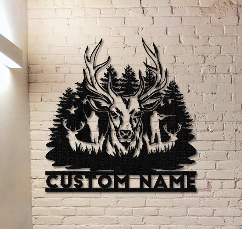 Personalized Deer Antler Metal Wall Sign