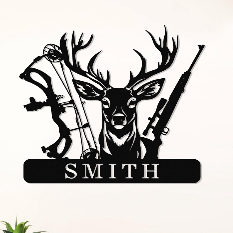 Personalized Deer Antler Metal Wall Sign