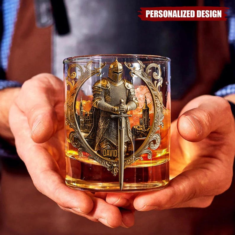 Knight of God Whisky Personalized Glasses