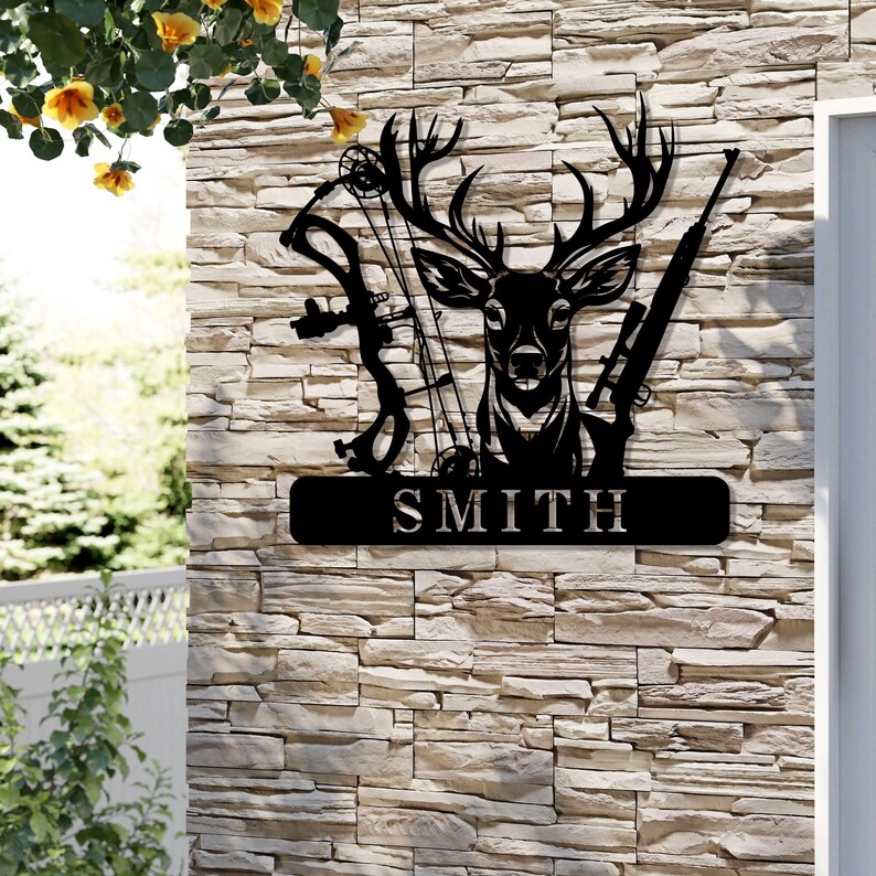 Personalized Deer Antler Metal Wall Sign