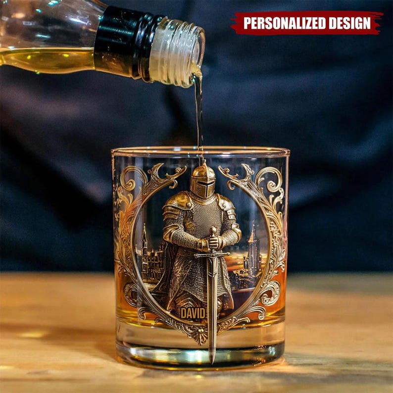 Knight of God Whisky Personalized Glasses