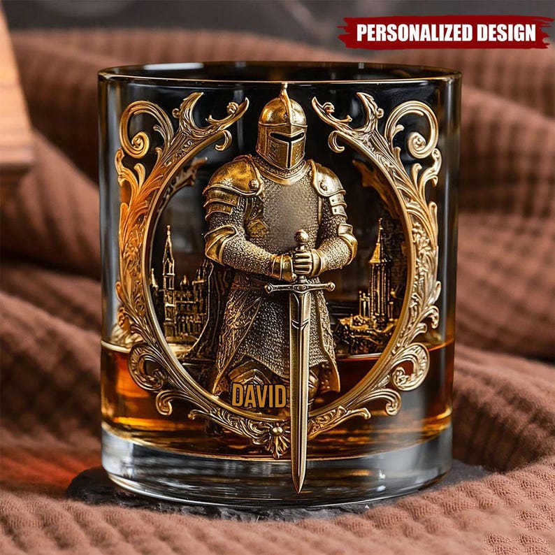Knight of God Whisky Personalized Glasses