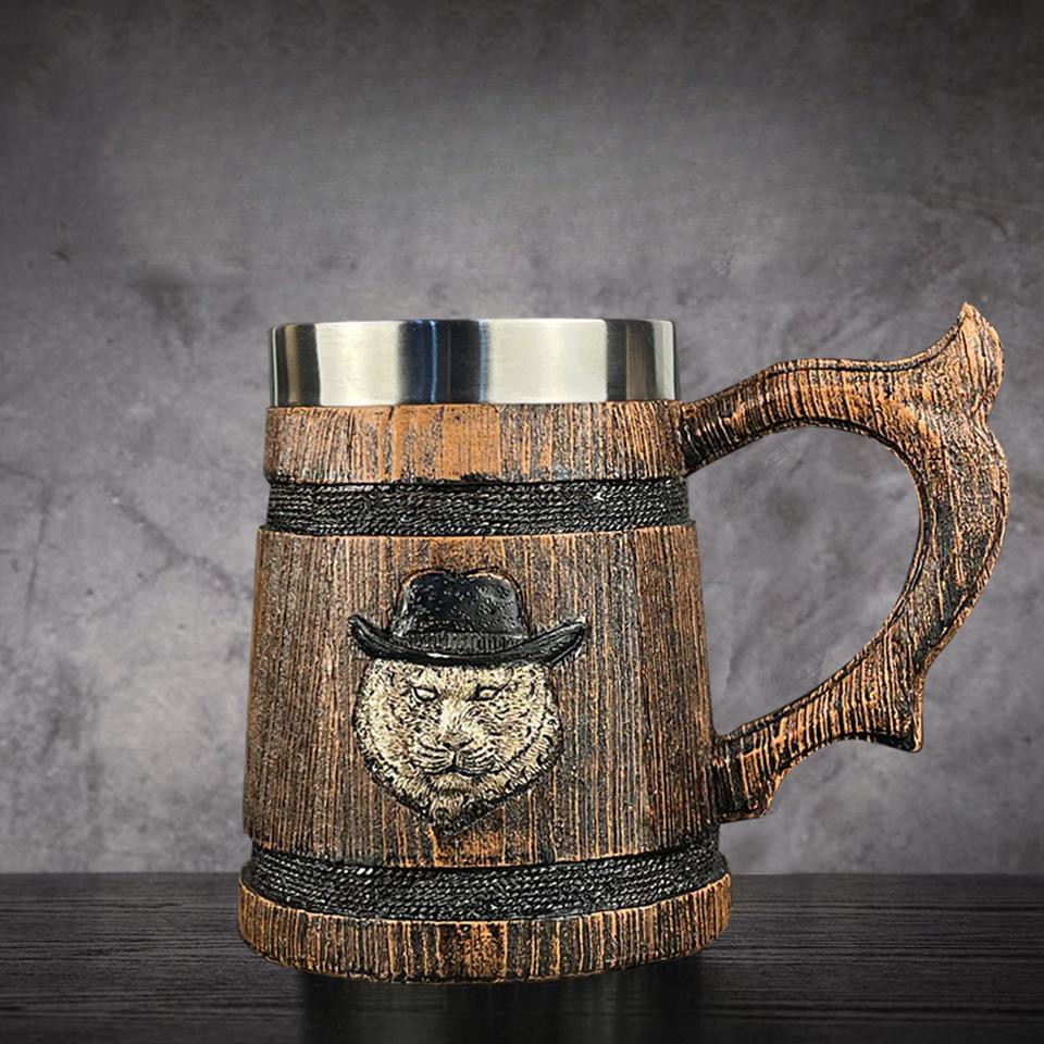 German retro wooden barrel beer mug-vifoor