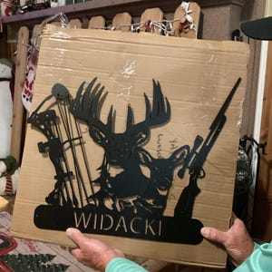 Personalized Deer Antler Metal Wall Sign