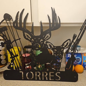 Personalized Deer Antler Metal Wall Sign