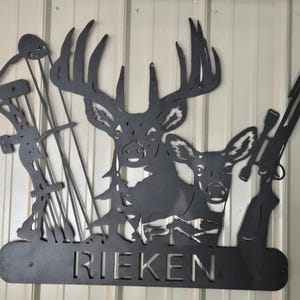 Personalized Deer Antler Metal Wall Sign