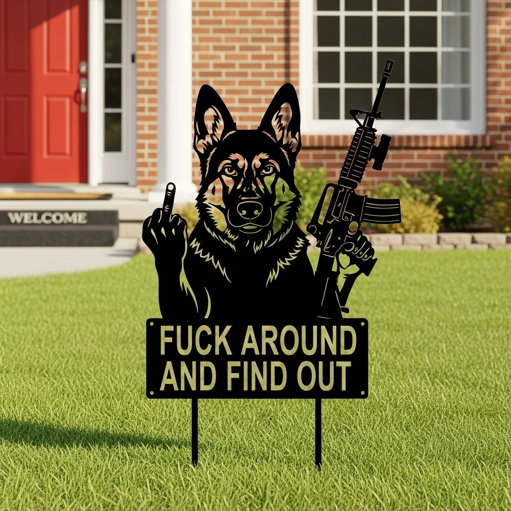 Funny Middle Finger Iron Dog Sentry - The Ultimate Guard Dog With Attitude! 🐾🖕