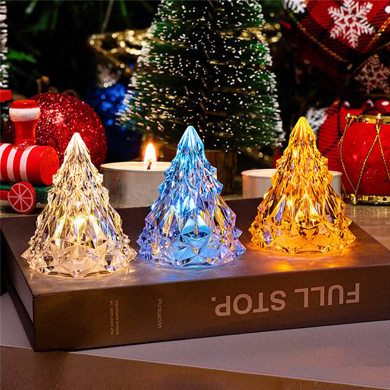 🔥Sale 50 OFF —Night Light Crystal Mini Christmas Tree Light Flameles
