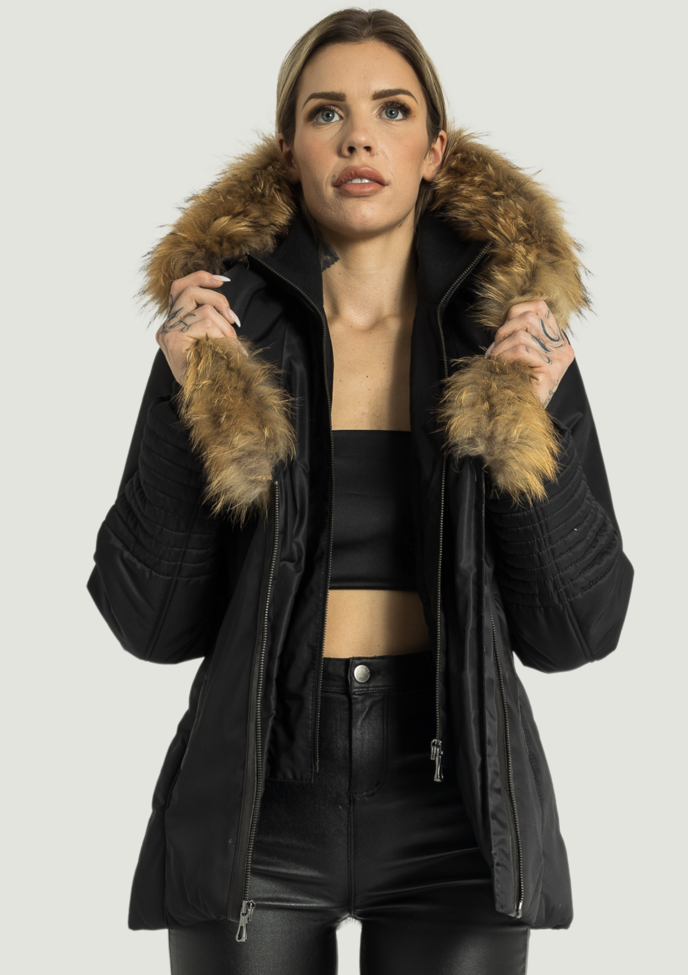 Aspen Down Coat with Natural Fur