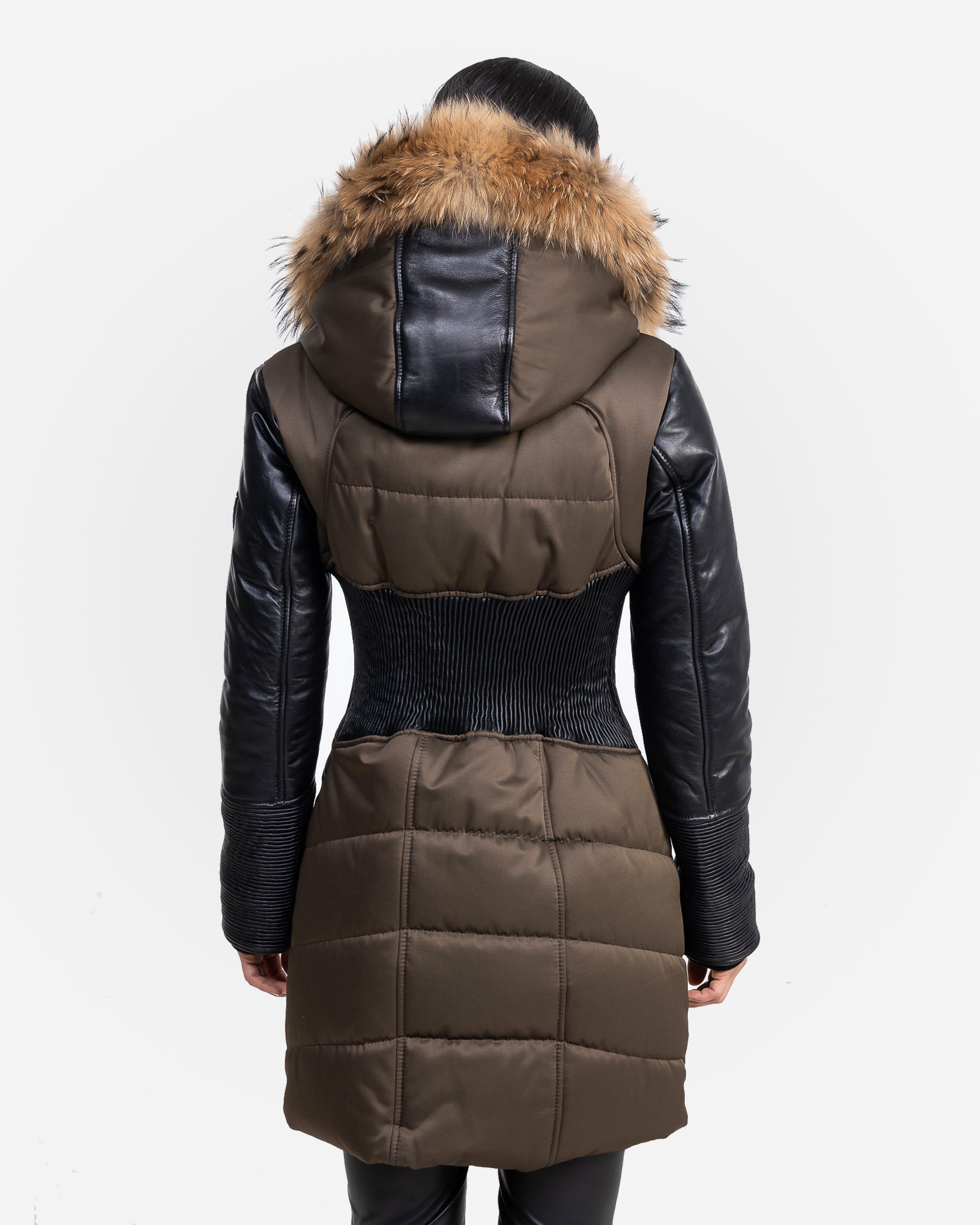 Kylie Leather Sleeves Parka