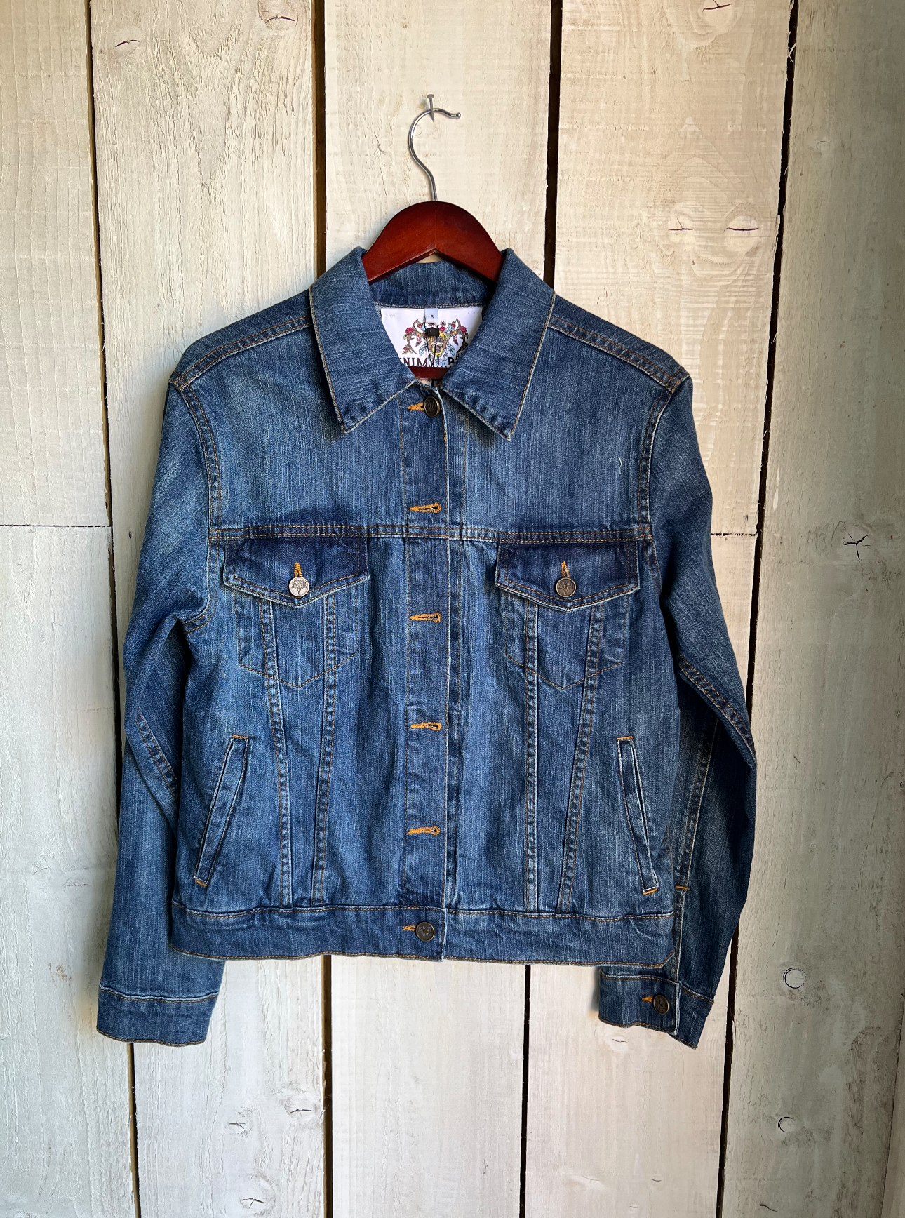 'Happy' Embroidered Denim Jacket