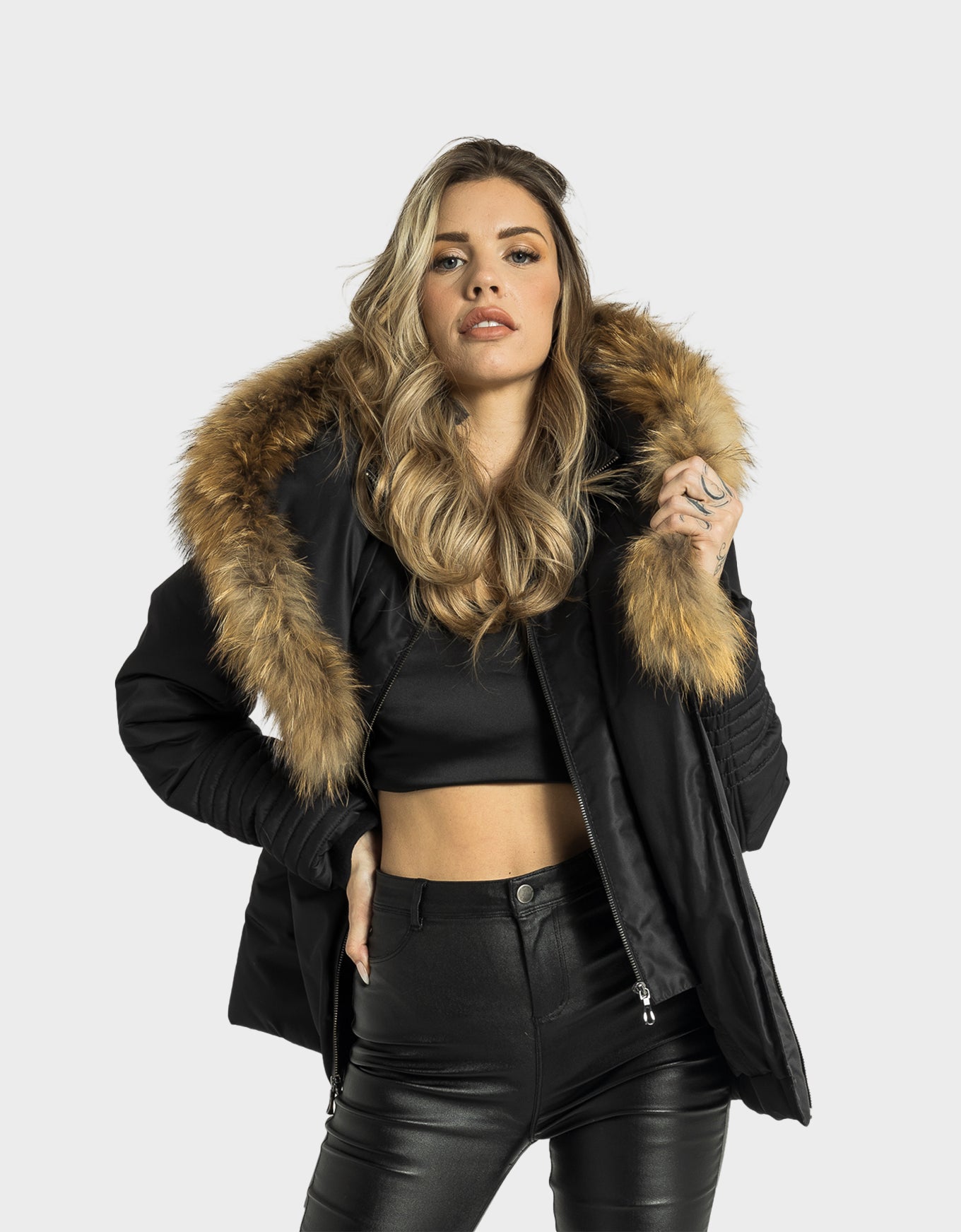 Aspen Down Coat with Natural Fur