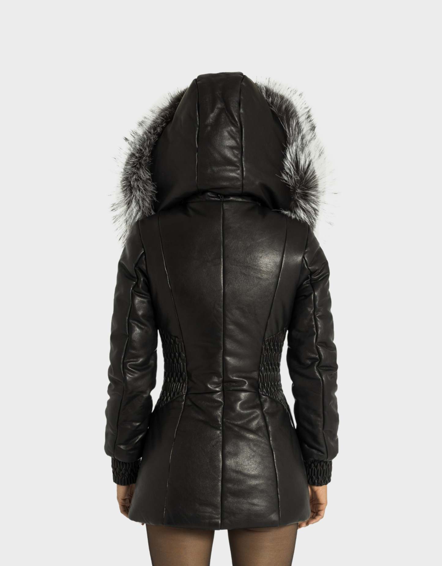 ESSEN  Leather Puffer with removable Silver Fox Fur