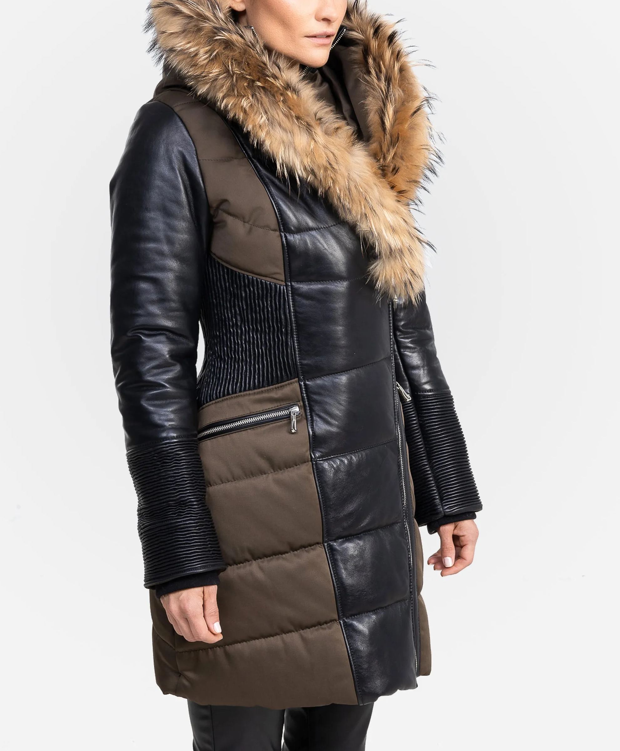 Kylie Leather Sleeves Parka