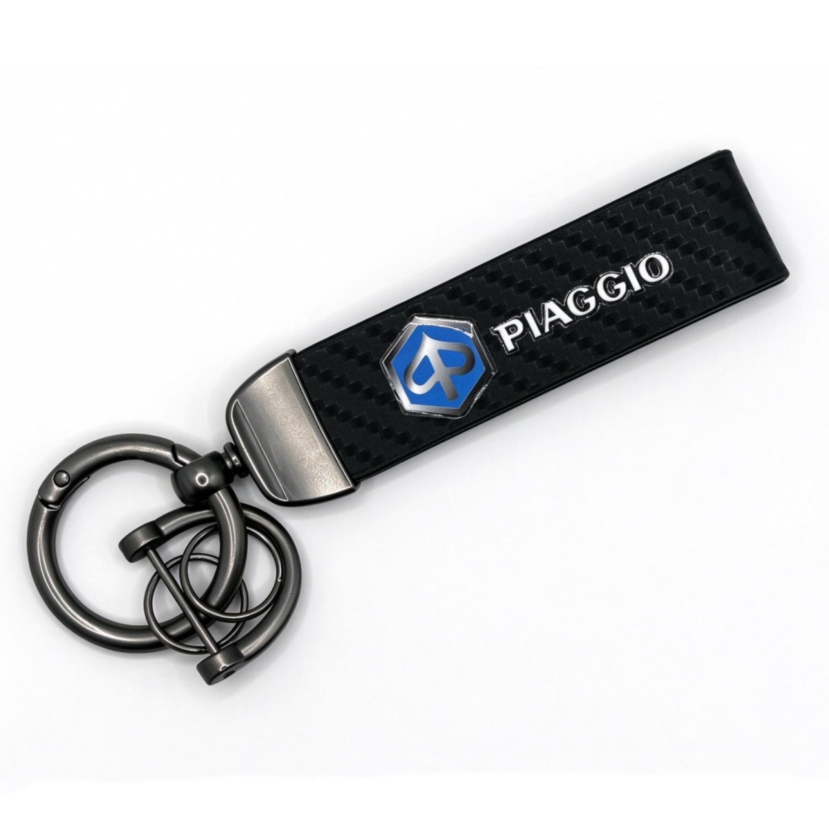 Carbon Fiber Style Artificial Leather Car Logo Keychain Keyring for PIAGGIO Netby