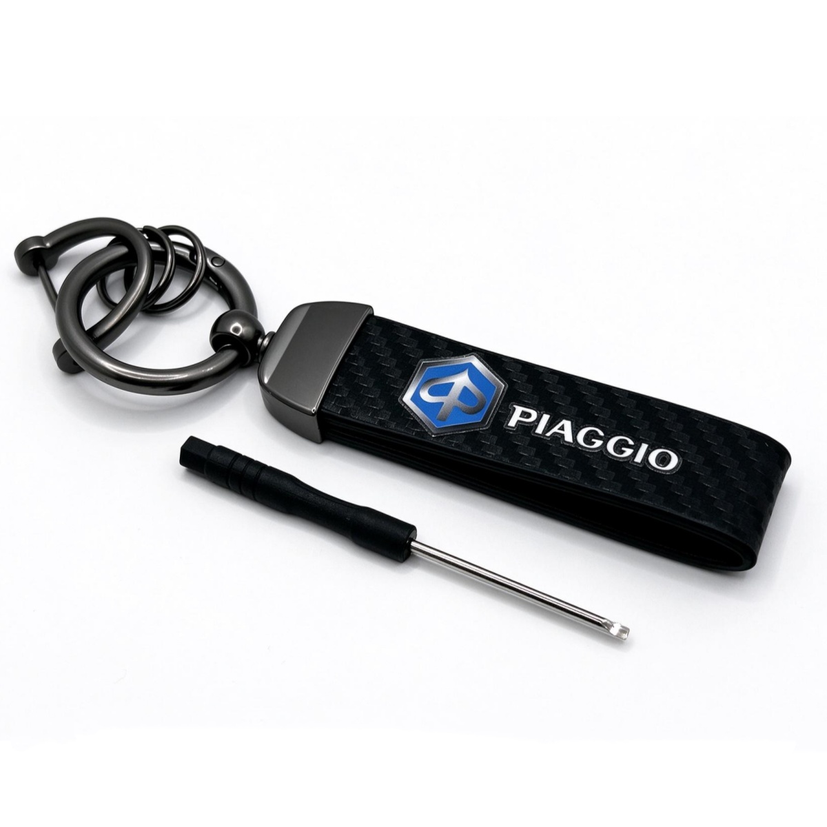 Carbon Fiber Style Artificial Leather Car Logo Keychain Keyring for PIAGGIO Netby