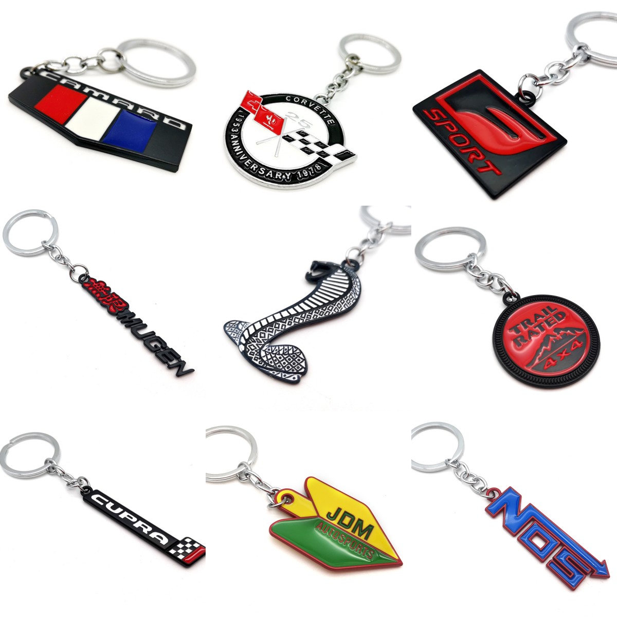 Metal Small Car Logo Keychain Keyring Keyfob MUSTANG JEEP ALFA ROMEO AMG CAMARO Netby