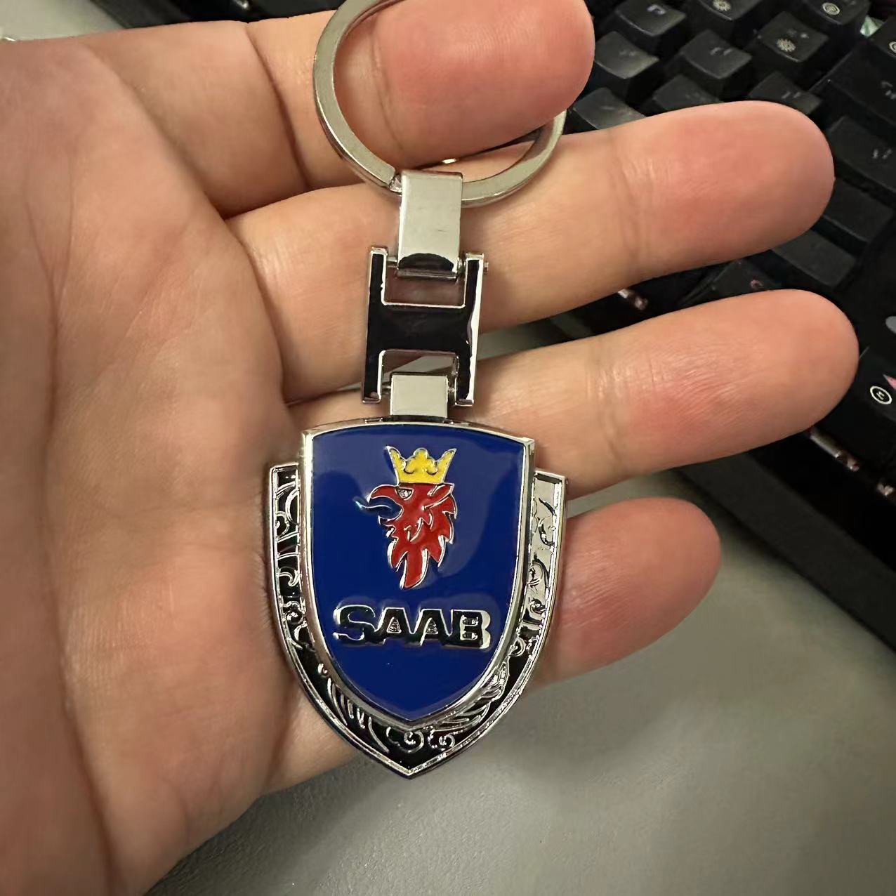 Metal SAAB SCANIA Car Logo Keyring Keychain Netby