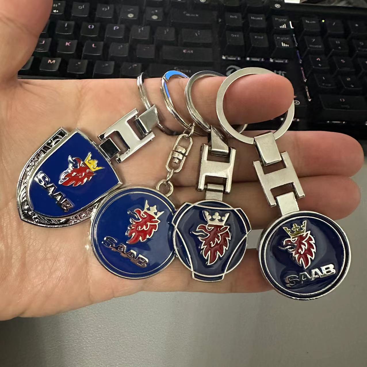 Metal SAAB SCANIA Car Logo Keyring Keychain Netby