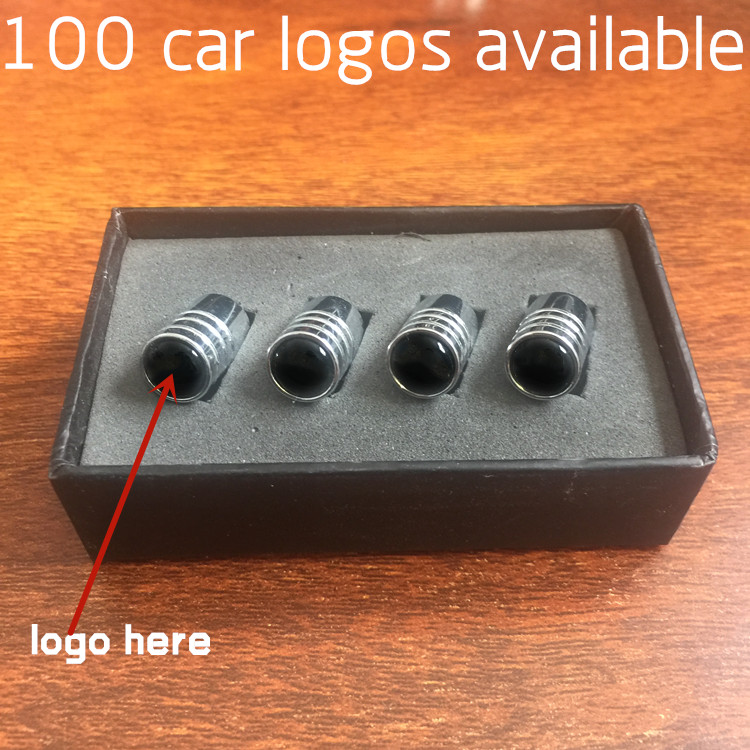 Round Style Metal Car Wheel Tire Valve Cap With Box Anti Dust With Logo Silver Color Netby