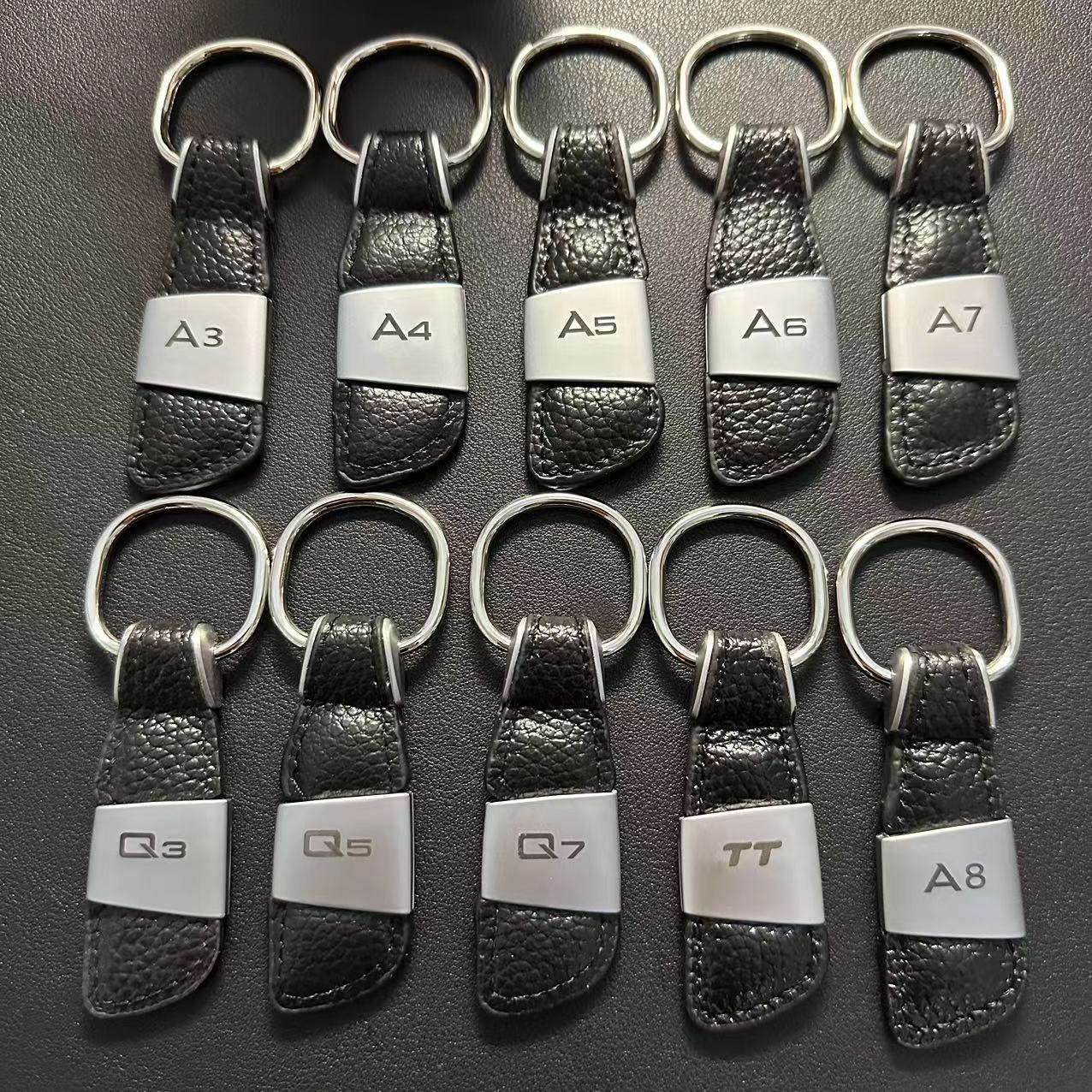 Leather Knife Blade Shape Car Logo Keychain Keyring Keyfob for Audi A3 A4 A5 A6 A7 A8 Q3 Q5 Q7 TT S3 S4 S5 S6 R8 Netby