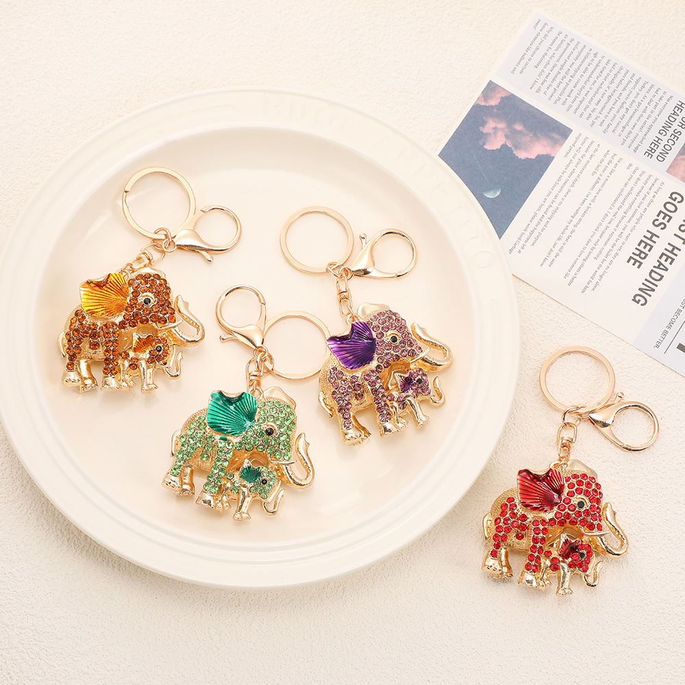 Rhinestone Elephant Keychain Keyring Netby