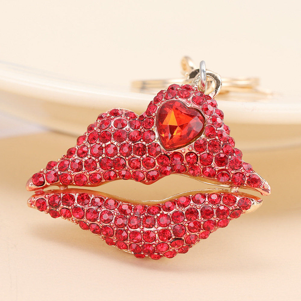 Rhinestone Hot Lips Keychain Keyring Netby