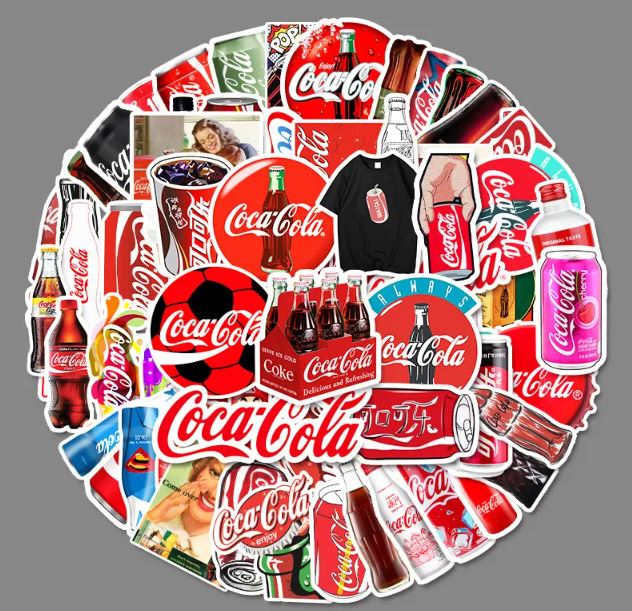 76pcs/pack Coca Cola Car PC Skating Board Motorbike Motorcycle Anti Water Sticker Cellphone Case Refrigerator Netby