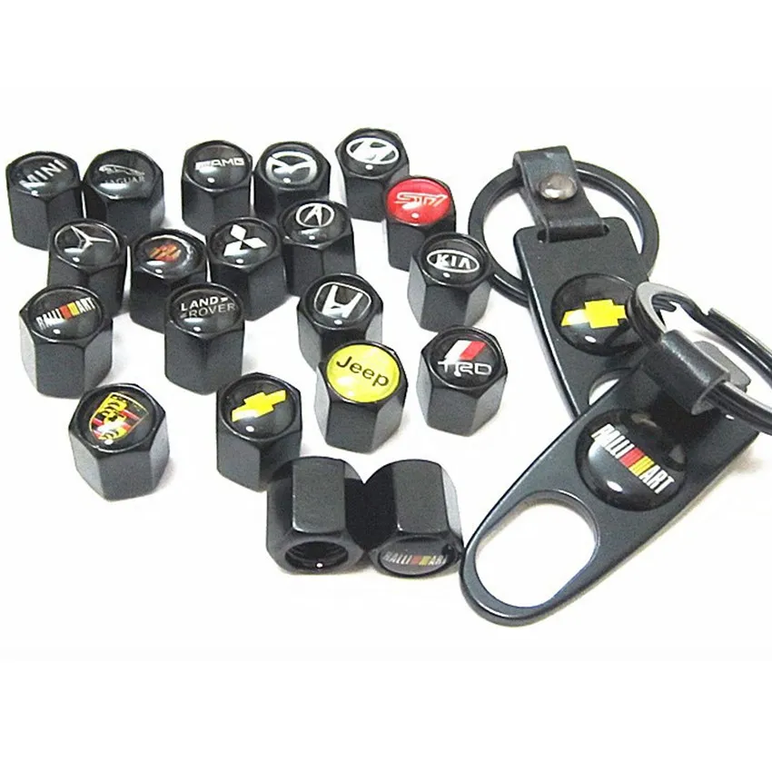 Metal Car Wheel Tire Valve Cap Anti Dust Spanner Wrench With Logo Black Color Netby
