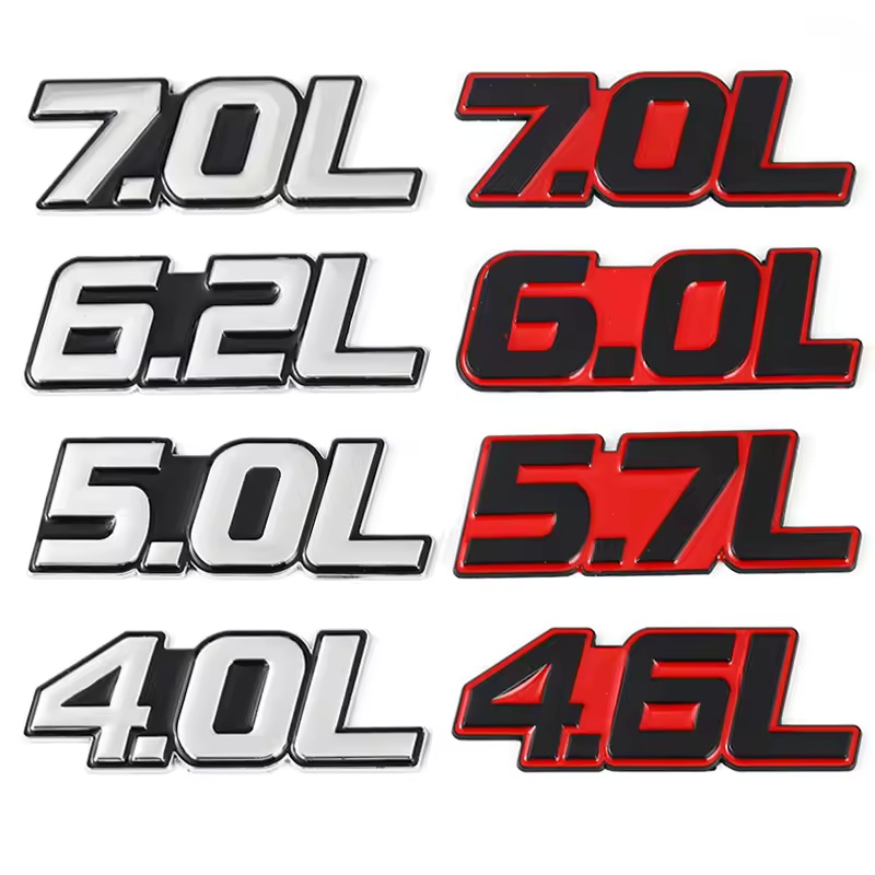 Zinc Alloy Metal Car Emblem Badge 4.0L 4.6L 5.0L 5.7L 6.0L 6.2L 6.4L 7.0L Netby