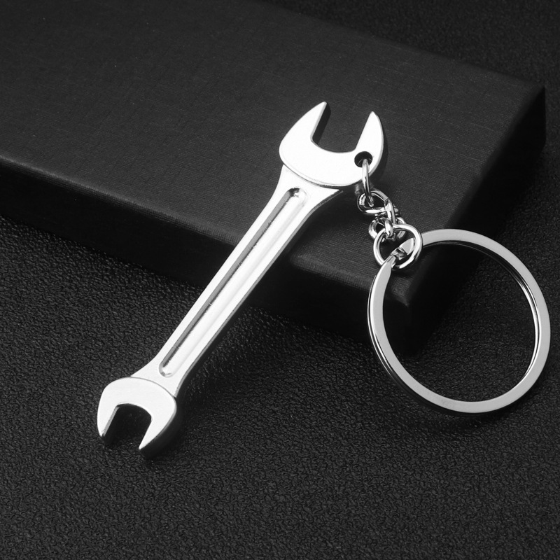Adjustable Wrench Metal Keychain Ruler Vise Serrated Car Key Ring Pendant Tool Key Netby