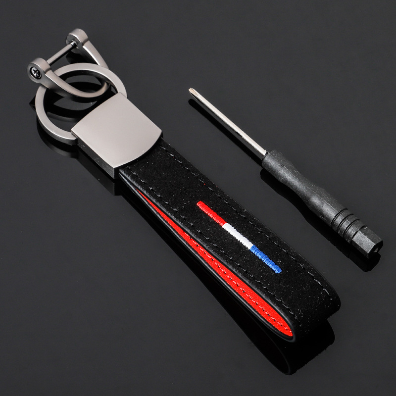 Alcantara National Flag Car Logo Keychain Keyring Keyfob for Italy Germany France BMW Netby