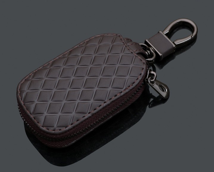 Black Brown Coffee Color Leather Car Remote Key Wallet for KIA AUDI BENZ BMW BUICK PORSCHE VW VOLVO JAGUAR CHEVROLET FORD Diamond Shape Netby