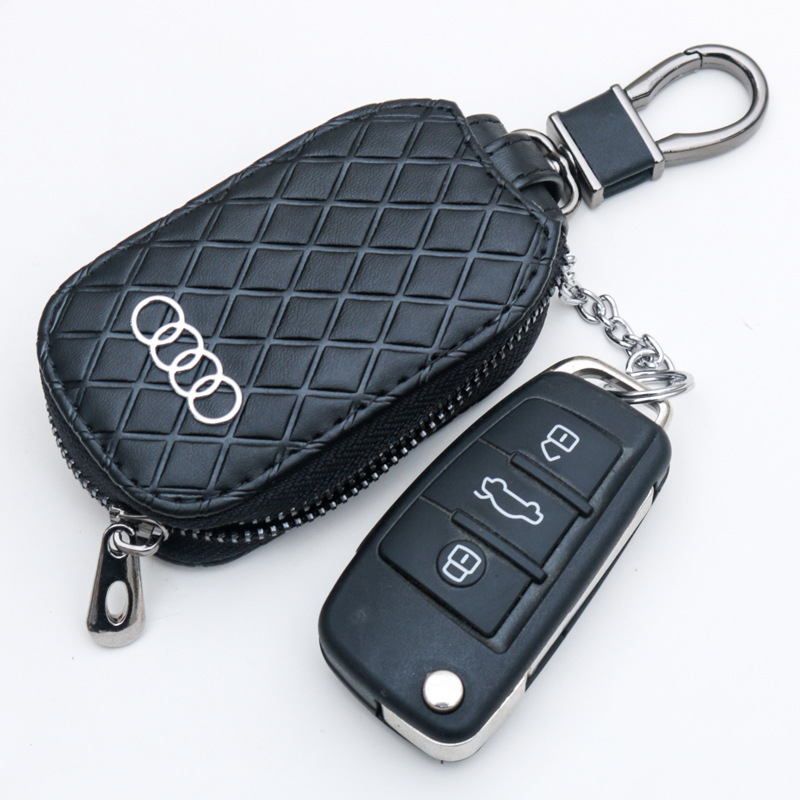 Black Brown Coffee Color Leather Car Remote Key Wallet for KIA AUDI BENZ BMW BUICK PORSCHE VW VOLVO JAGUAR CHEVROLET FORD Diamond Shape Netby