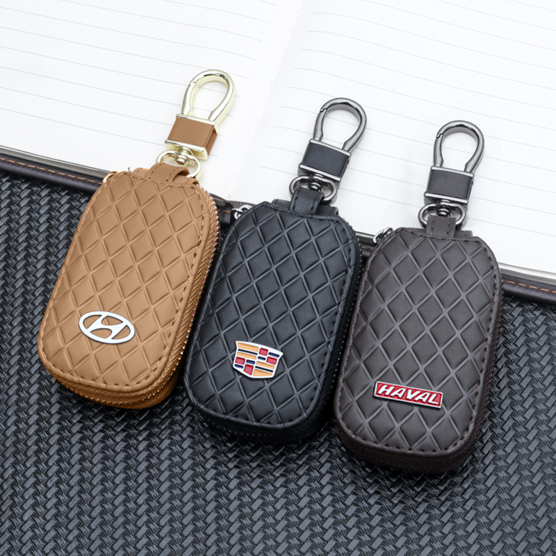 Black Brown Coffee Color Leather Car Remote Key Wallet for KIA AUDI BENZ BMW BUICK PORSCHE VW VOLVO JAGUAR CHEVROLET FORD Diamond Shape Netby